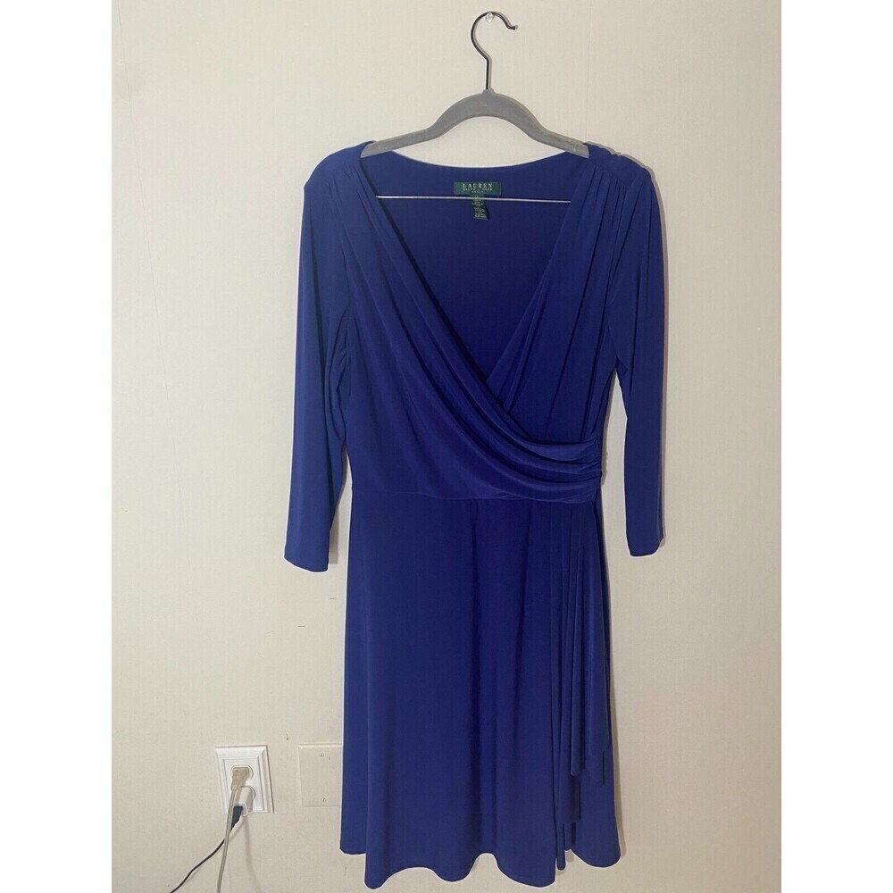 Lauren Ralph Lauren Cobalt Blue Drape Dress Formal Classy Wedding Size 10
